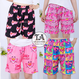  Size 38-85KG Quần Short Lững Hoạt Hình Cartoon Cute hoạ tiết Báo Hồng Quần đùi cotton mùa hè nam nữ Unisex  TUEANHSTORE 