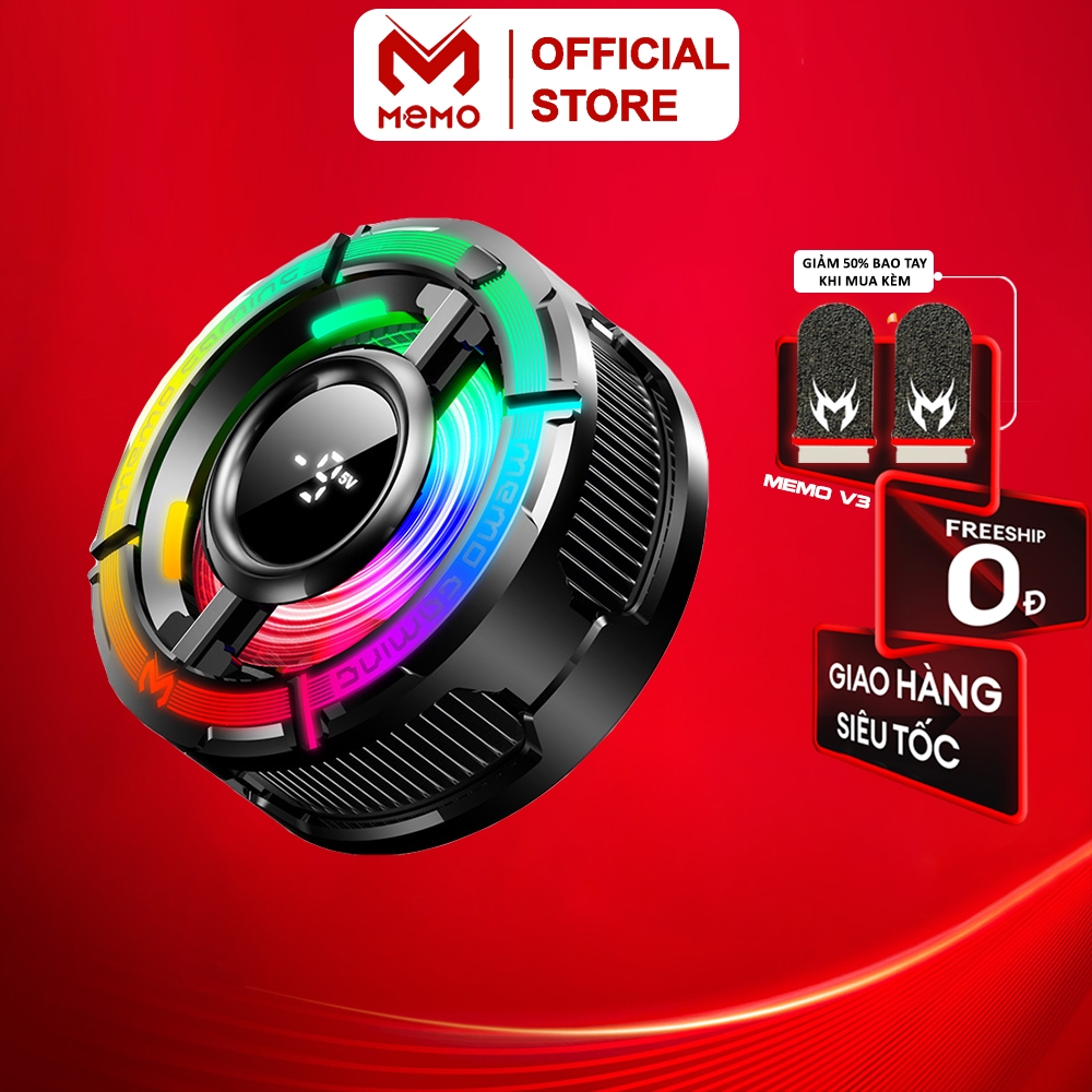 Sò lạnh MEMO CX15 thế hệ mới mát âm độ tản nhiệt điện thoại điều chỉnh đèn led tích hợp AI tăng fps game Liên quân FF