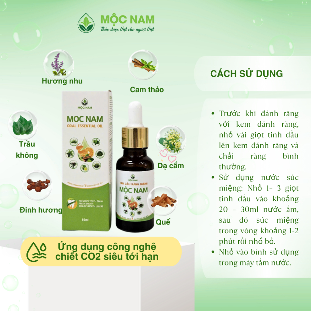 Tinh Dầu Răng Miệng Mộc Nam 15ml - Chiết xuất thảo dược - Làm sạch, khử mùi - Ktshop