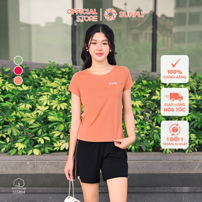 Bộ thể thao nữ cotton USA SUNFLY áo cộc quần sooc SS5804