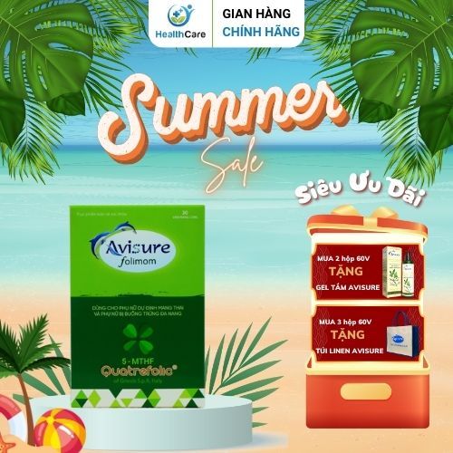 Viên Uống Avisure Folimom 5-MTHF Bổ Trứng Điều Kinh Hỗ Trợ Tăng Khả Năng Thụ Thai - Hộp 30 Viên