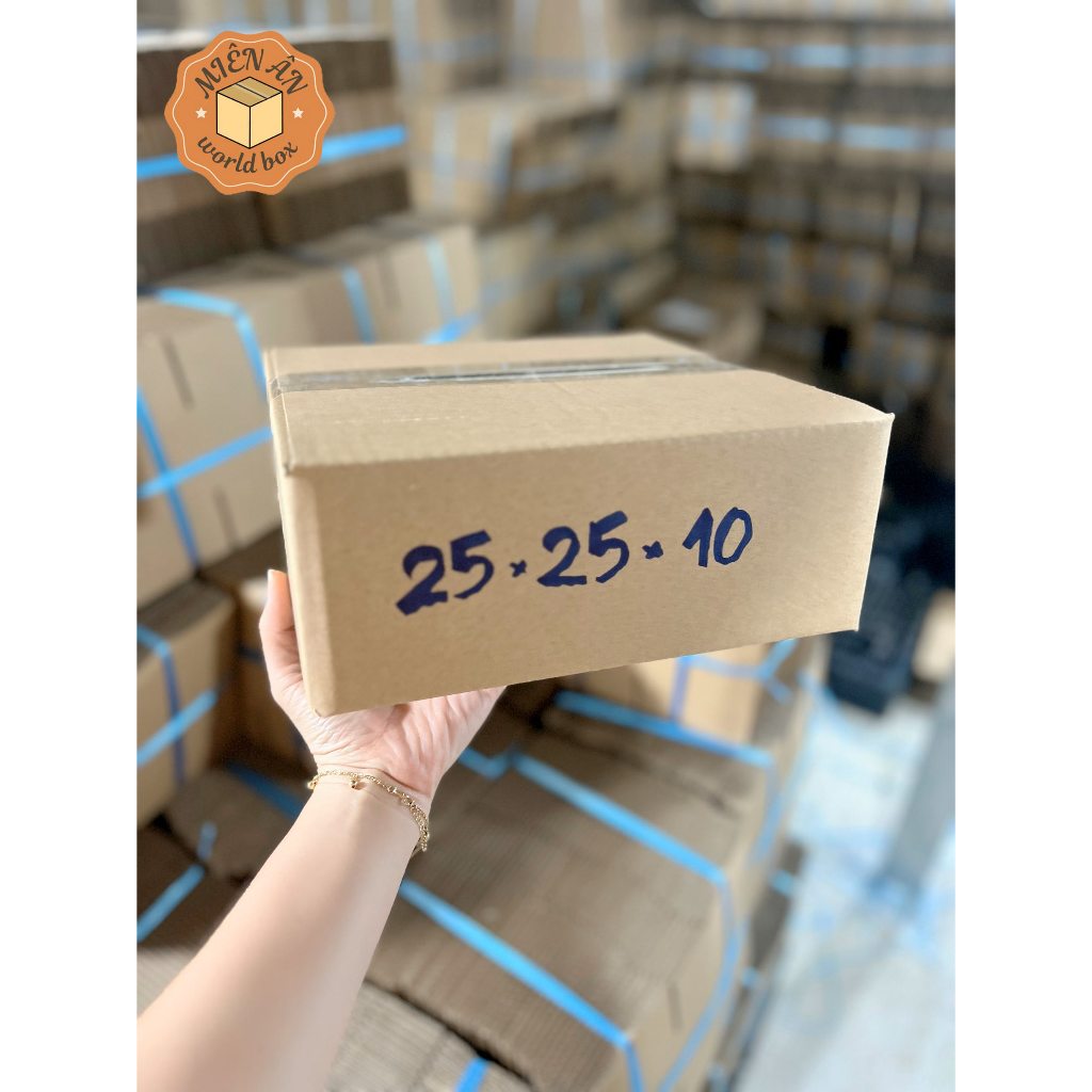 Combo 5 - Size 25x25x10 cm, Hộp giấy gói hàng thùng carton Giá rẻ tại xưởng Hegon, sl 5c