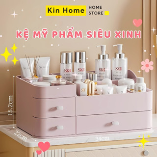 Kệ Đựng Mỹ Phẩm Đồ Trang Điểm Để Bàn Kích Thước Lớn, Khay Để Mỹ Phẩm Có Hộp Ngăn Kéo Tiện Lợi