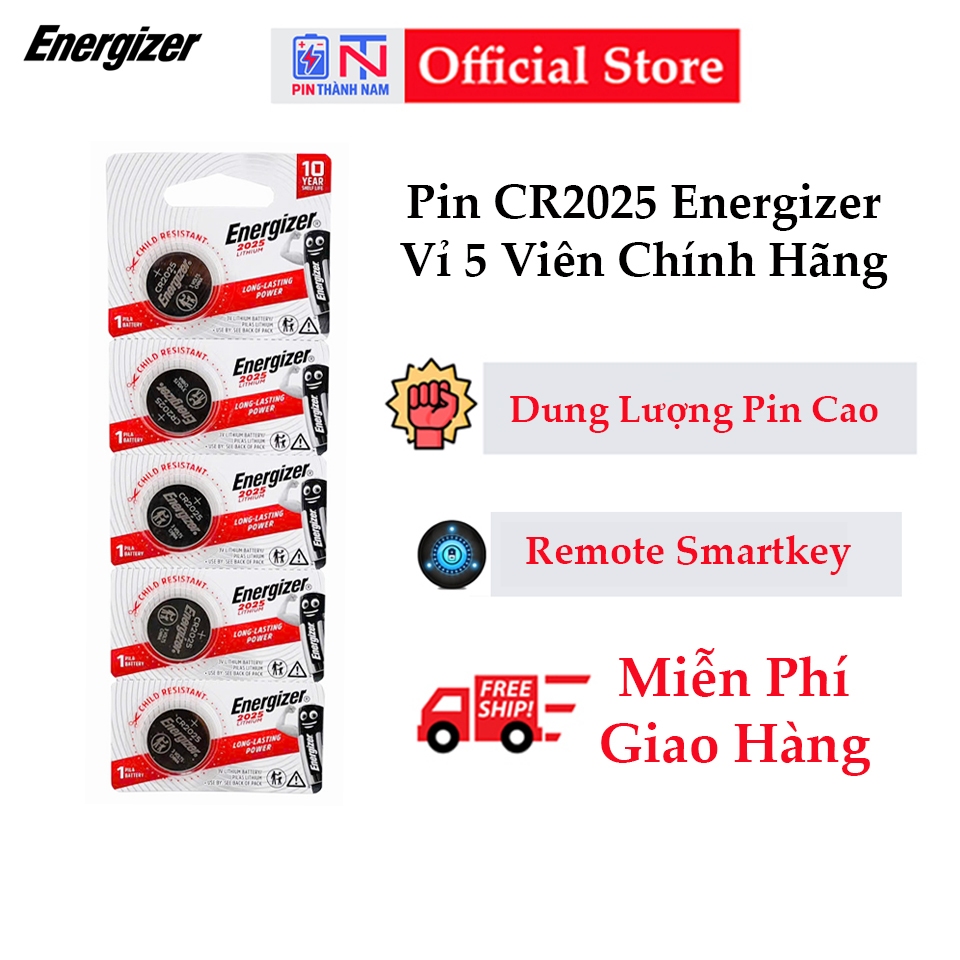 Pin CR2025 Energizer 3V Vỉ 5 Viên Chính Hãng