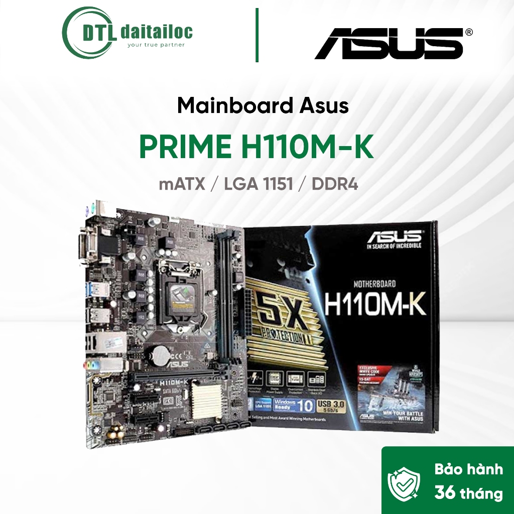 Mainboard ASUS PRIME H110M-K mATX / LGA 1151 / DDR4 | Chính Hãng | Bảo Hành 36 tháng