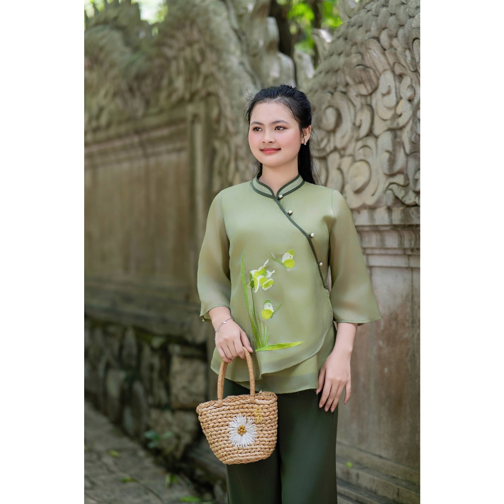 ĐỒ LAM ĐI CHÙA NỮ SONG LAN VẢI VOAN NHUNG-SE179V