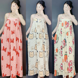 ĐẦM HAI DÂY BÍNH SUÔNG DÀI XINH XẮN - HN CLOSET