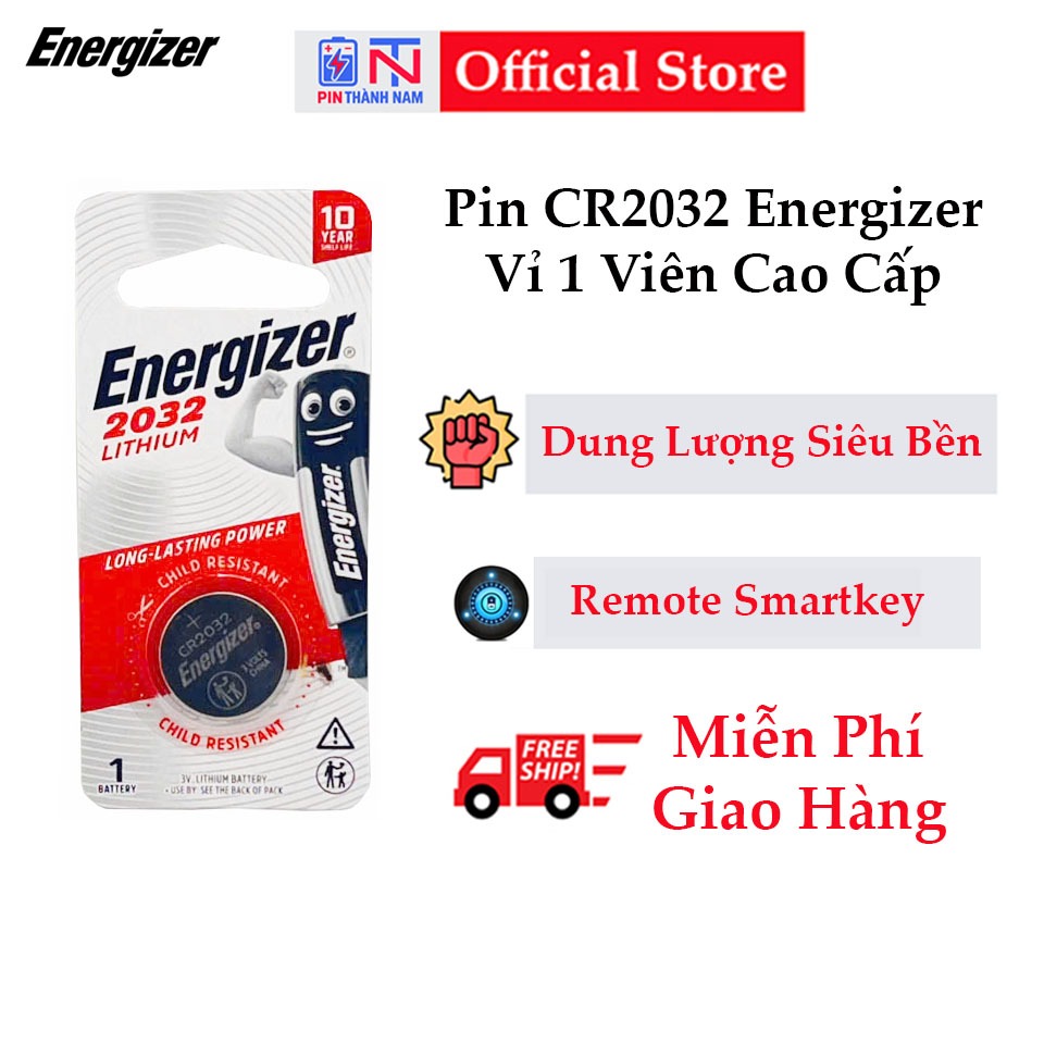 Pin CR2032 Energizer Vỉ 1 Viên Cao Cấp Chính Hãng Siêu Bền