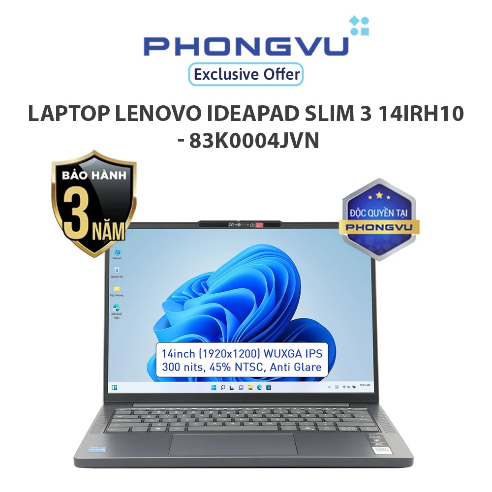 Laptop Lenovo IdeaPad Slim 3 14IRH10 - 83K0004JVN (i5-13420H) (Xám) - Bảo hành 36 tháng