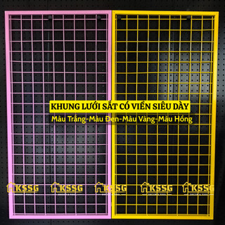 [LOẠI DÀY] Khung Lưới Sắt Ô Vuông Có Viền Sơn Tĩnh Điện Treo Phụ Kiện - Khung Lưới Sắt 1mx50 Decor