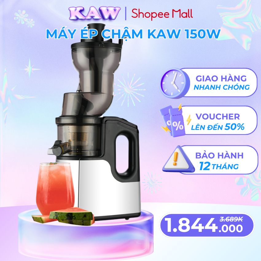 Máy Ép Chậm Công Nghiệp KAW 500W ép nguyên cả quả, kiệt bã, giữ nguyên chất dinh dưỡng