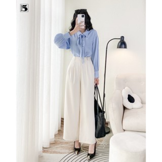 Quần vải nữ Twentyfive công sở ống suông rộng chiết ly eo cạp cao tồn dáng SQ20