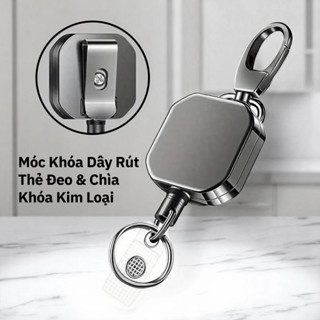 Móc Khóa Dây Rút Thẻ Đeo & Chìa Khóa Kim Loại, Dây Thép 60cm, Kích Thước 3.2cm, Đa Năng