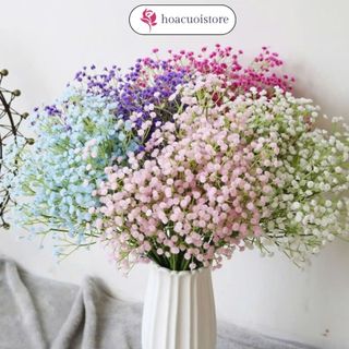  Hoacuoistore - Hoa Baby Giả cao 60cm Hoa BaBy Cao Su Trang Trí Lọ Hoa Để Bàn Phòng Khách Phòng ngủ 