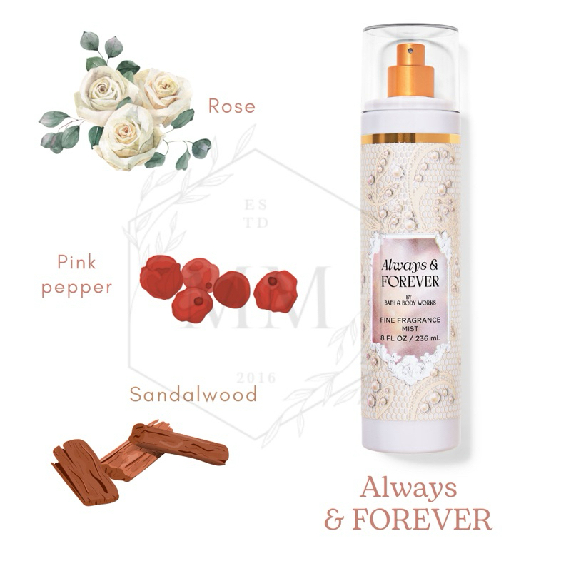 [Moomoocos] Always and Forever - Xịt thơm toàn thân Bath & body works Body Mist fullsize 236ml