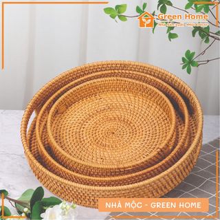  Khay Mây Tre Đan Tròn Có Lỗ Tay Cầm Hàng Thủ Công Mỹ Nghệ Nhiều Size Lựa Chọn 