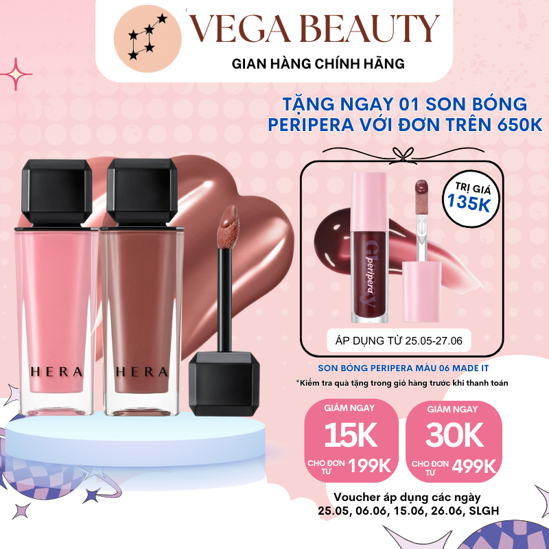 [FULLBOX] Son bóng HERA Sensual Spicy Nude Gloss/Powder Matte Fullsize/Minisize 5-1.1g giúp đôi môi 