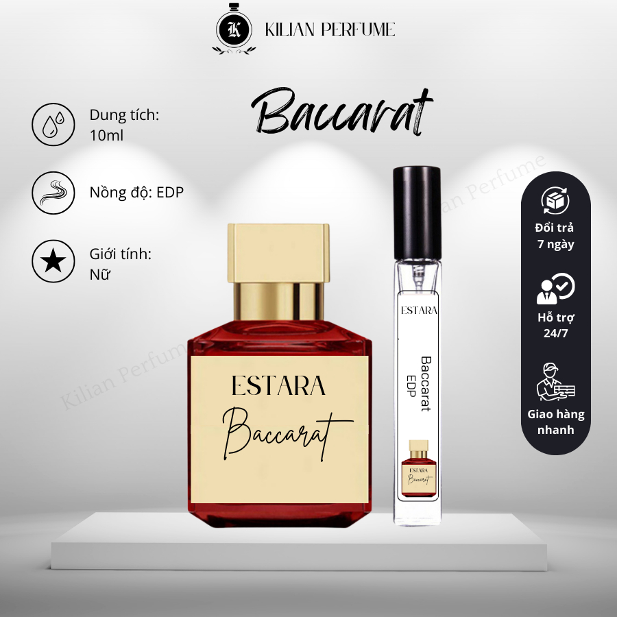 Nước hoa unisex, nước hoa unisex Baccarat Rouge 540 ESTARA chiết 10ml, nước hoa unisex thơm lâu