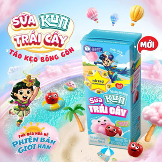 ( Mới Phiên Bản Mùa Hè ) Thùng 48 hộp Sữa Kun Trái Cây Hương Táo Kẹo Bông Gòn 180ml (có thẻ đổi quà)