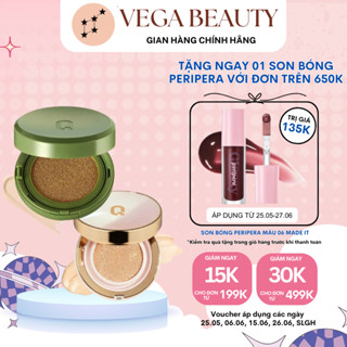  Phấn Nước GLAMRR Q Vegan Super Glow Super Cover Cushion Long Wear DD dưỡng ẩm kiềm dầu 