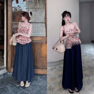 Set Áo Quây Hoa Bí Mix Chân Váy Demin 2001 Clothing