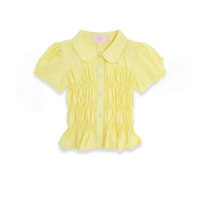 [Hàng loại 1] Áo Sơ Mi Nhún Tay Phồng Nhún Eo Cổ Sen Vải Cotton Mềm Mát_Có bigsize | BigBuy360 - bigbuy360.vn