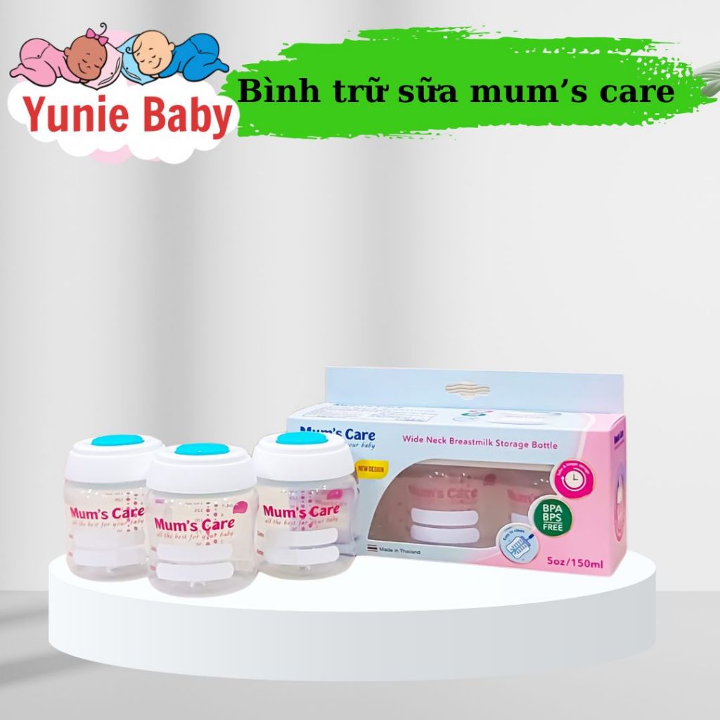 Bộ 3 bình trữ sữa Mum's Care cổ rộng