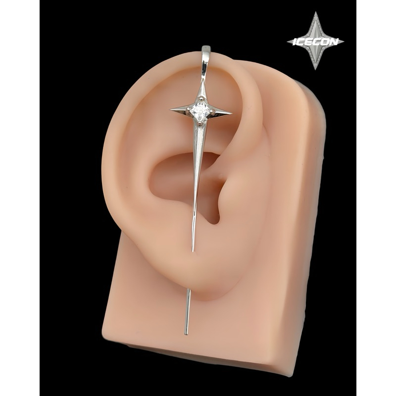 Khuyên Tai Kẹp Bạc 925 Mạ Vàng Trắng  Ngôi Sao Dài Icecon ( Stellar Lance Earring 2025 )