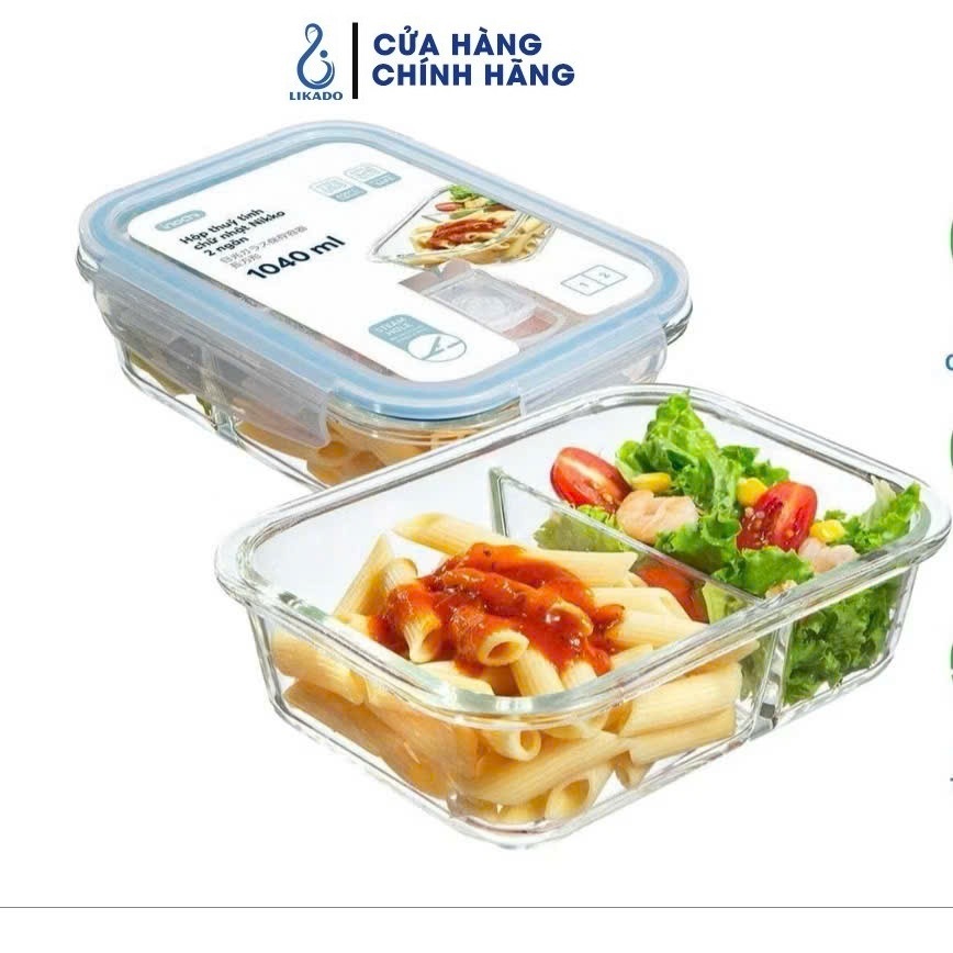 Hộp thủy tinh chia ngăn chữ nhật inochi 370 ml- 640ml- 800ml- 1040 ml - 1050ml - 1520 ml(1 ngăn/2 ng