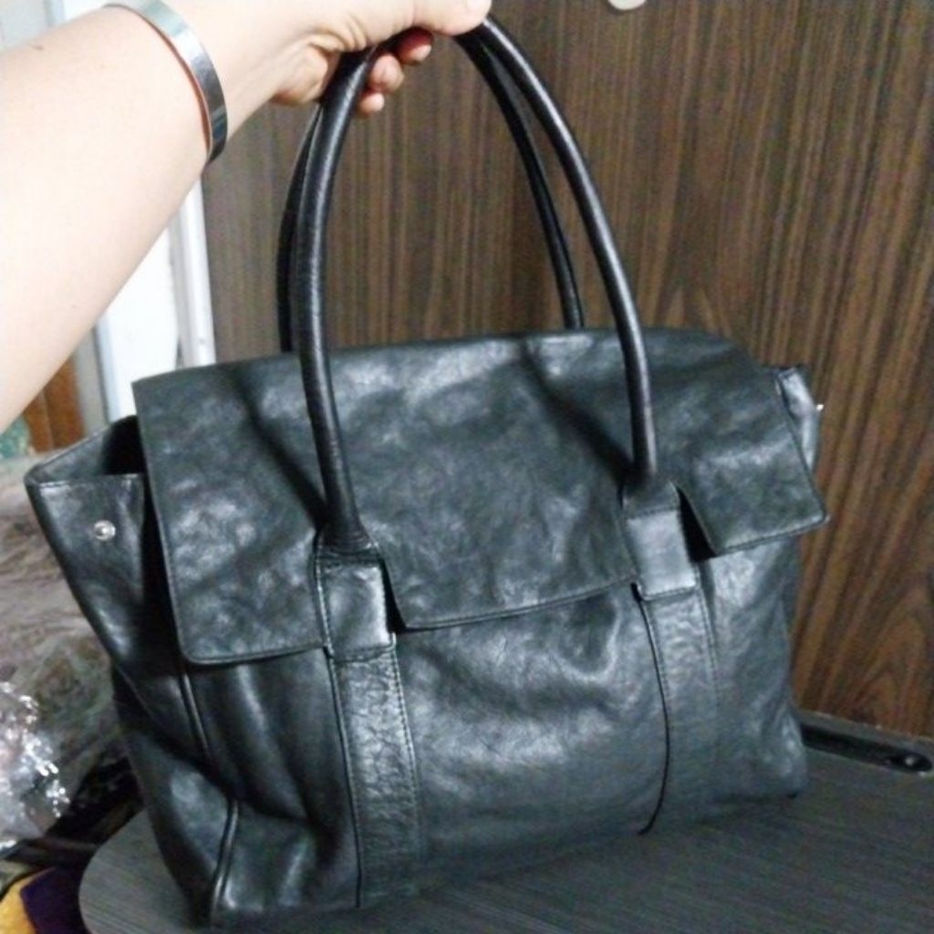 túi tote du lịch  đeo vai da thật, hịu châu âu Marie Claire si Nhật size 42x27x10