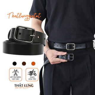 Thắt lưng nam nữ mặt đen phong cách Hàn Quốc - Dây nịt Unisex đi học, đi làm bản 2.8cm-3.3cm TLD012