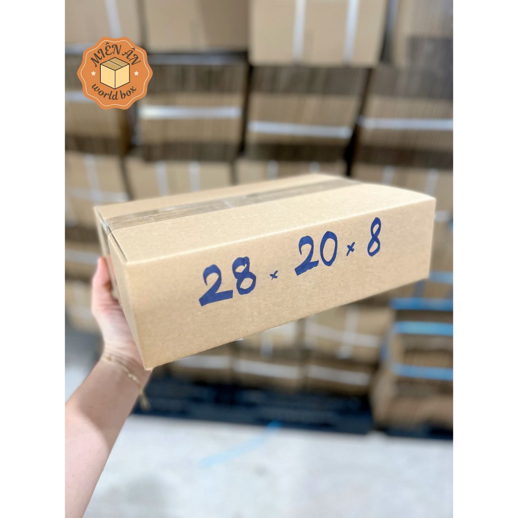Combo 5 - Size 28x20x8 cm, Hộp giấy gói hàng thùng carton Giá rẻ tại xưởng Hegon, sl 5c