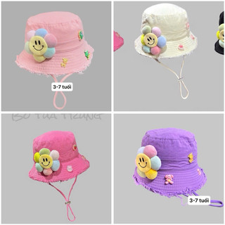 Mũ trẻ em - nón tai bèo bucket tua rua hoa cười siêu cute cho bé gái 3-7 tuổi thời trang trẻ em