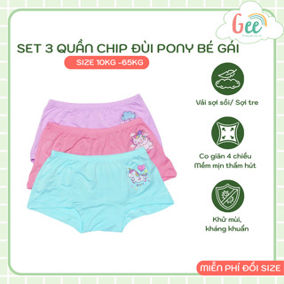  Quần Mặc Váy Bé Gái Sợi Tre Gee Set 3 Chip Đùi PONY Hoạt Hình Dễ Thương Thấm Hút Mềm Mịn 