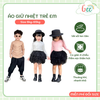  Áo Giữ Nhiệt Trẻ Em Gee Cho Bé Trai Bé Gái Áo Ấm Thu Đông Người Lớn Cổ Lọ Vải Sồi Len Tăm Lót Lông Mềm Mịn Thấm Hút 