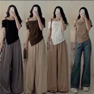 Áo Thun Nữ Trễ Vai Phối Dây Rút Eo Chất Thun Gân Tăm Bigsize 45-85kg