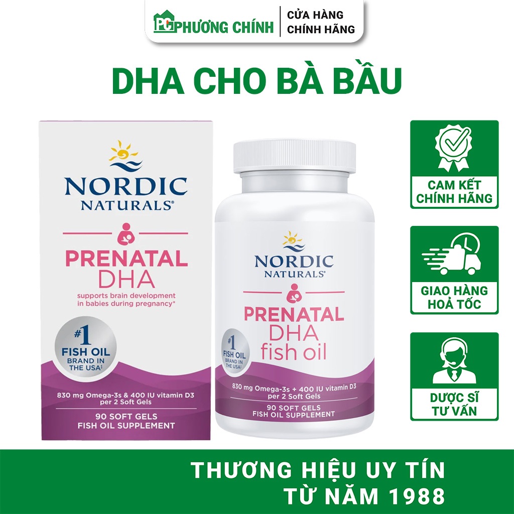 DHA Bầu Nordic Naturals Prenatal DHA - Bổ Sung DHA Cho Bà Bầu & Mẹ Sau Sinh 90 Viên/Hộp