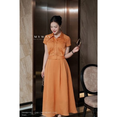 Set Áo Chân Váy Hè Nữ MY WAY Dáng Xòe Bo Eo Cao Cấp 2MAB01153 - CA0 #2MCXB287 - CA0