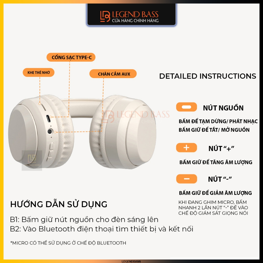 Tai Nghe Bluetooth Chụp Tai Có Mic WH-H2 Tai Nghe Học Online Có Đệm Tai Mềm Headphone Không Dây Pin 10H | BigBuy360 - bigbuy360.vn