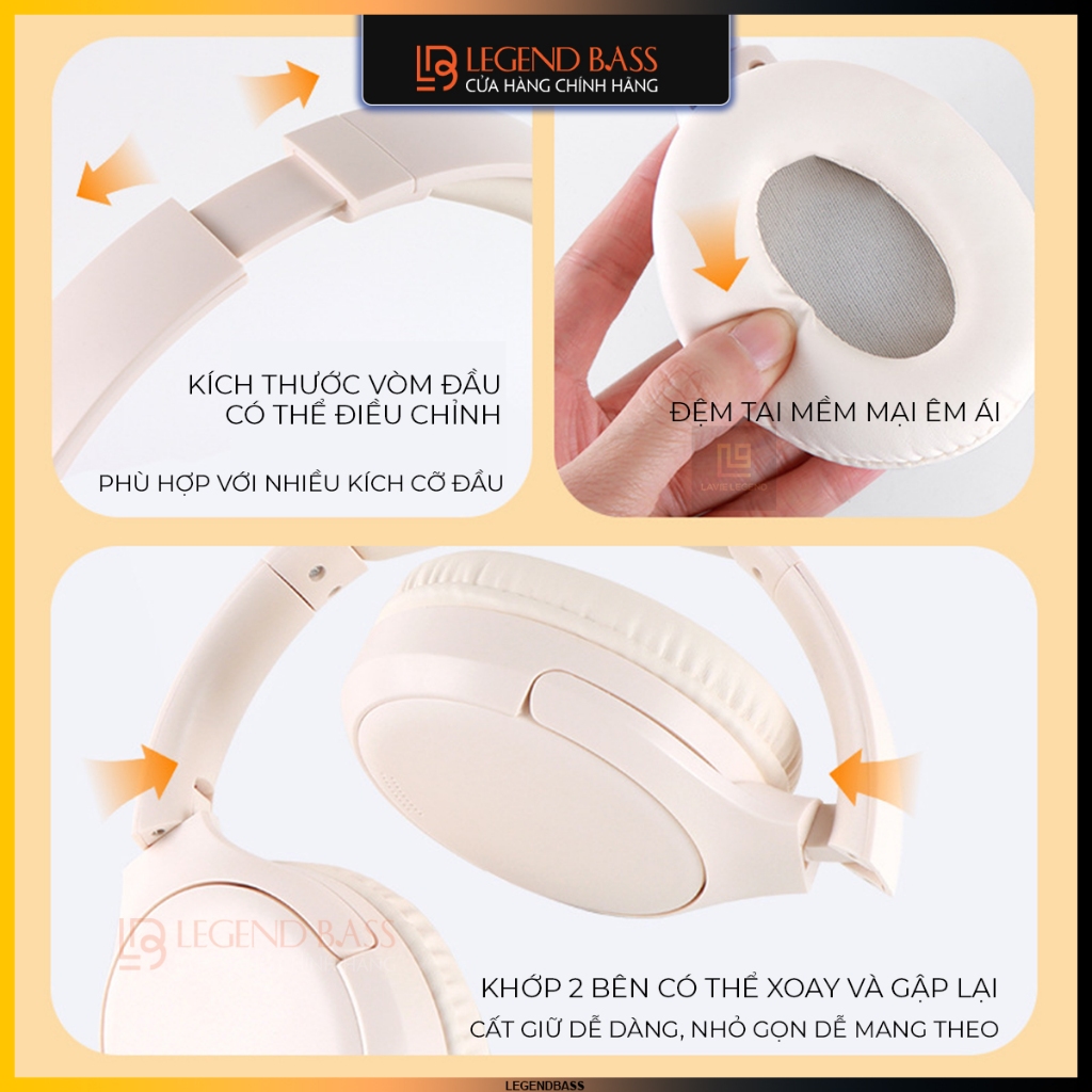 Tai Nghe Bluetooth Chụp Tai Có Mic WH-H2 Tai Nghe Học Online Có Đệm Tai Mềm Headphone Không Dây Pin 10H | BigBuy360 - bigbuy360.vn