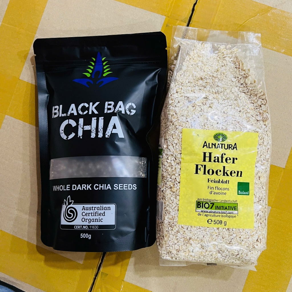 Combo 1 yến mạch  1 hạt chia ( Yến Mạch Hafer Flocken 500g + Hạt Chia 500g)