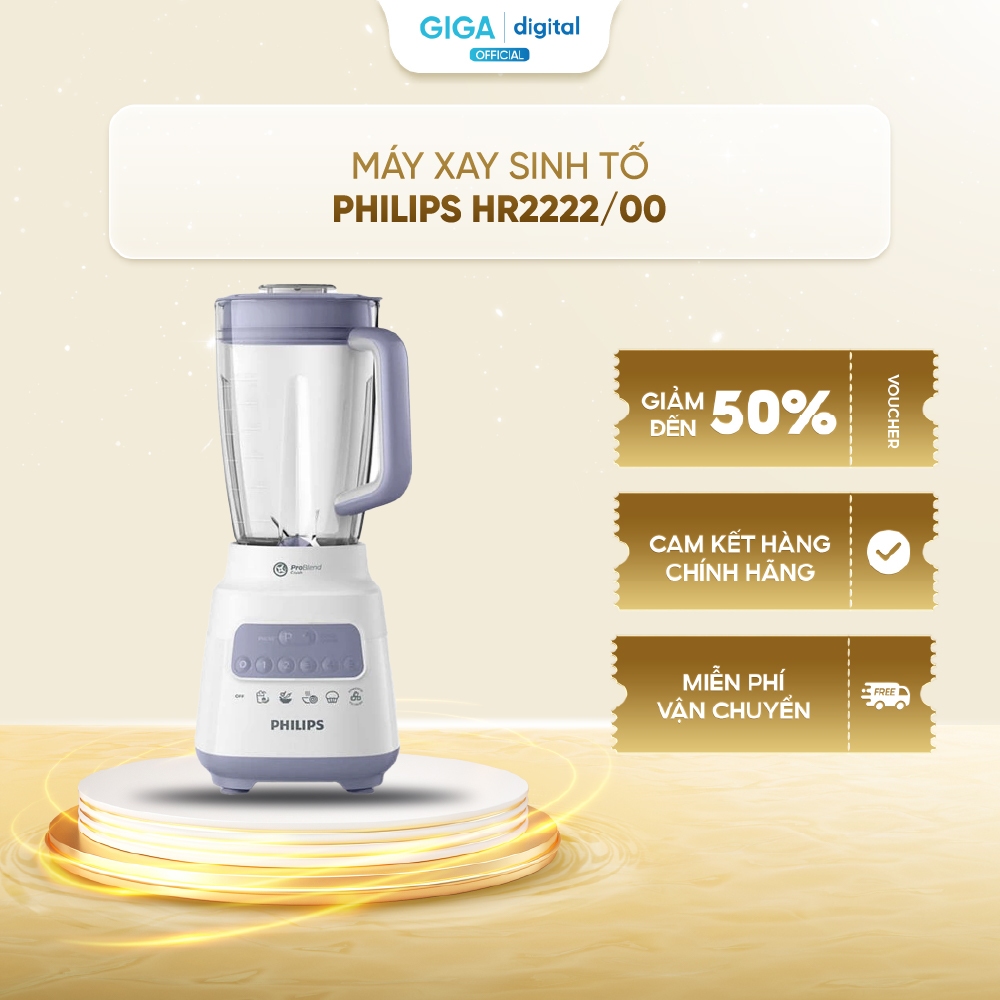 Máy xay sinh tố Philips HR2222/00 700W - Dung tích cối lớn 1.5L - ProBlend Crush xay nhuyễn mịn