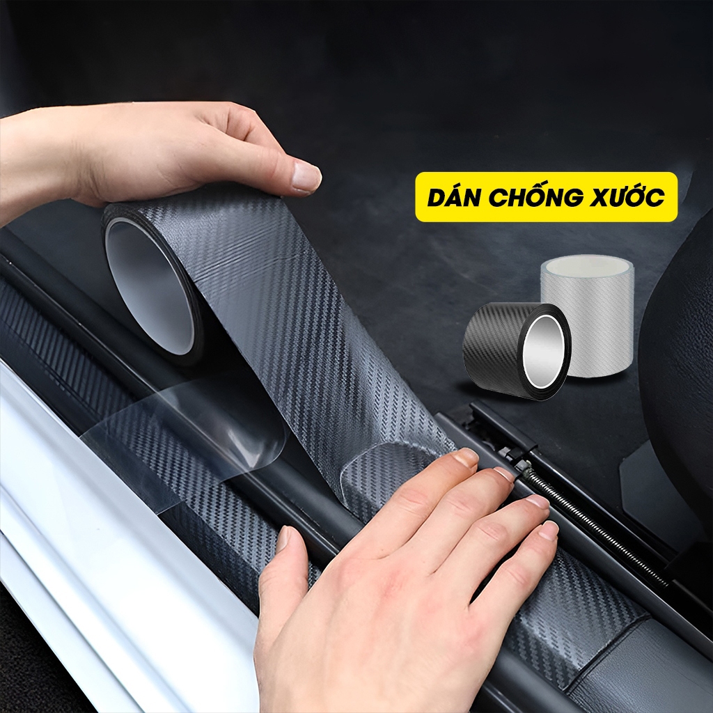 Băng keo dán cửa ô tô chống xước cuộn băng dính carbon dán bậc cốp chồng trầy chống thấm nước