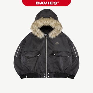 Áo khoác bomber có mũ phối lông vũ DAVIES nhiều túi logo inox dù, da túi hộp tay áo Hunter Hooded Bomber Jacket| D-AK17