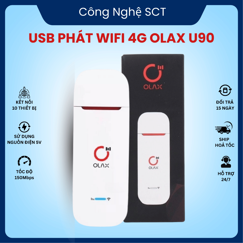 [ VUA TỐC ĐỘ ] Dcom Phát Wifi Bằng Sim 4G USB OLAX U90 Kết Nối 10 Thiết Bị Cùng Lúc Sóng Cực Khoẻ