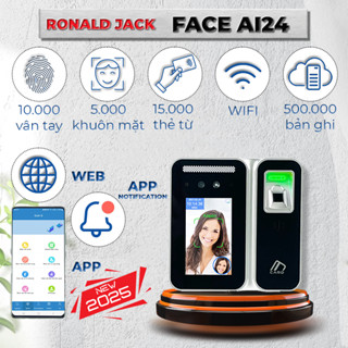 Máy Chấm Công Khuôn Mặt Ronald Jack FACE AI24 - Quản Lý Online Cloud/App, Bảo Hành 1 Đổi 1