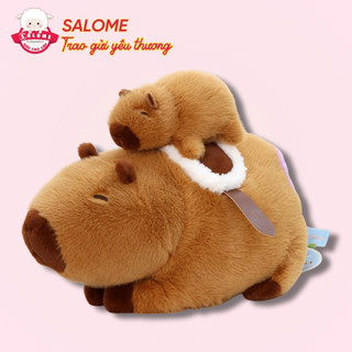  Gấu Bông Chuột Lang Nước Nâu Capybara Mẹ Cõng Con Có Dây Rút SALOME Thú Chuột Lang Qùa Tặng Cao Cấp 