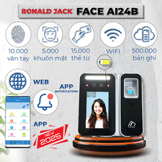  Máy Chấm Công Khuôn Mặt Ronald Jack FACE AI24B - Quản Lý Online Cloud App Bảo Hành 1 Đổi 1 