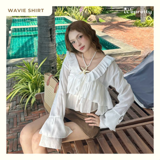 [SUPPER DEAL Tặng Áo Quây] AH04 Wavie Shirt Áo Babydoll Dài Tay, Áo Kiểu Nữ Xinh, Áo Voan Hai Tầng Xoè Chất Liệu Tơ Cứn