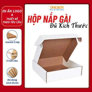 Combo 10 Hộp CARTON Nắp Gài Trắng Sẵn Đủ Size, Giấy KRAFT TRẮNG Sóng E 3 Lớp Cứng Cáp Đóng Hàng, Hộp Giấy Gói Hàng